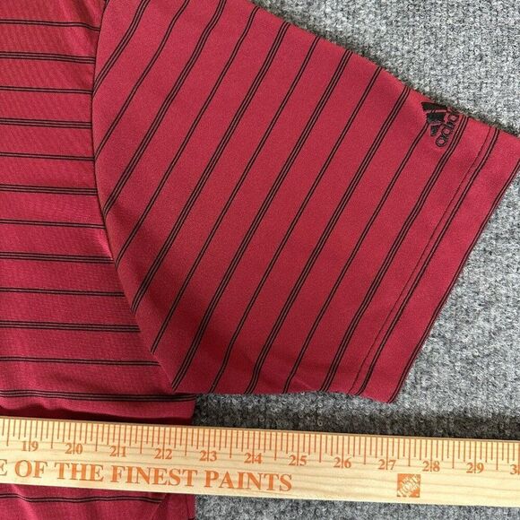 Adidas Shirt Mens XL Red Polo Striped Short Sleeve Climalite Polyester Adult - Picture 7 of 8